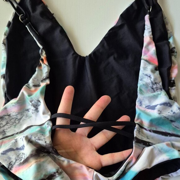 High Cut Multi-Color One Piece Bathing Suit - Picture 6 of 10